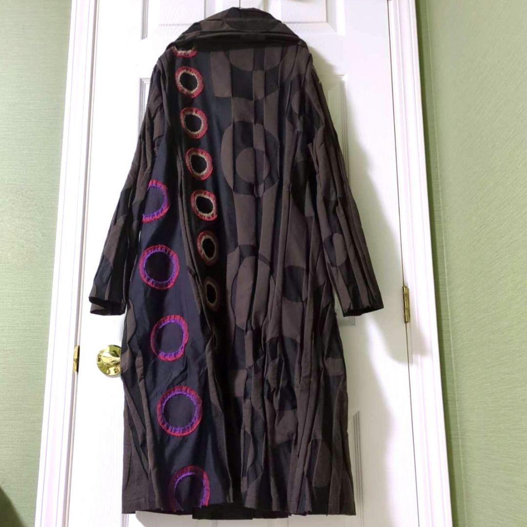 【専用】◎未使用　慈雨　センソユニコ　アウター　ロングコート　茶✕黒　赤系ドット