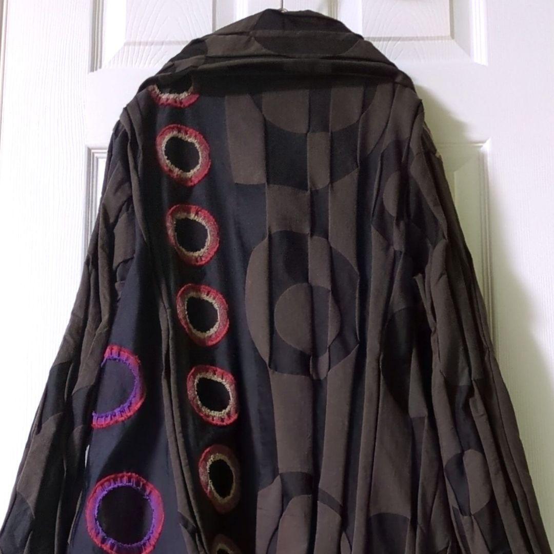 【専用】◎未使用　慈雨　センソユニコ　アウター　ロングコート　茶✕黒　赤系ドット