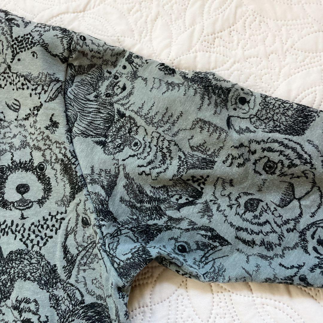 22AW マーブルシュッド　アニマル　総柄　ワンピース　グレー　刺繍　長袖　綿