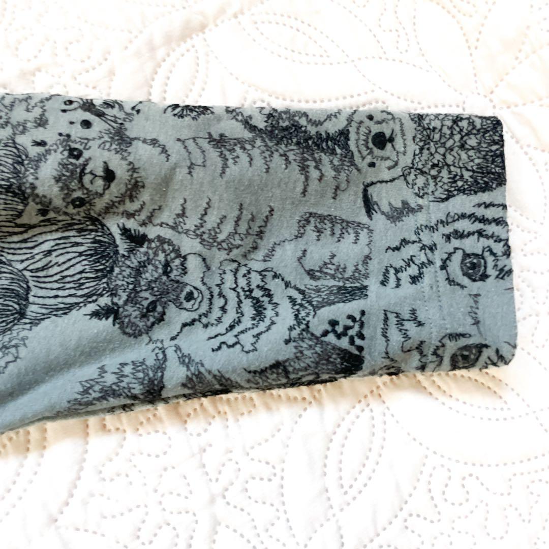 22AW マーブルシュッド　アニマル　総柄　ワンピース　グレー　刺繍　長袖　綿