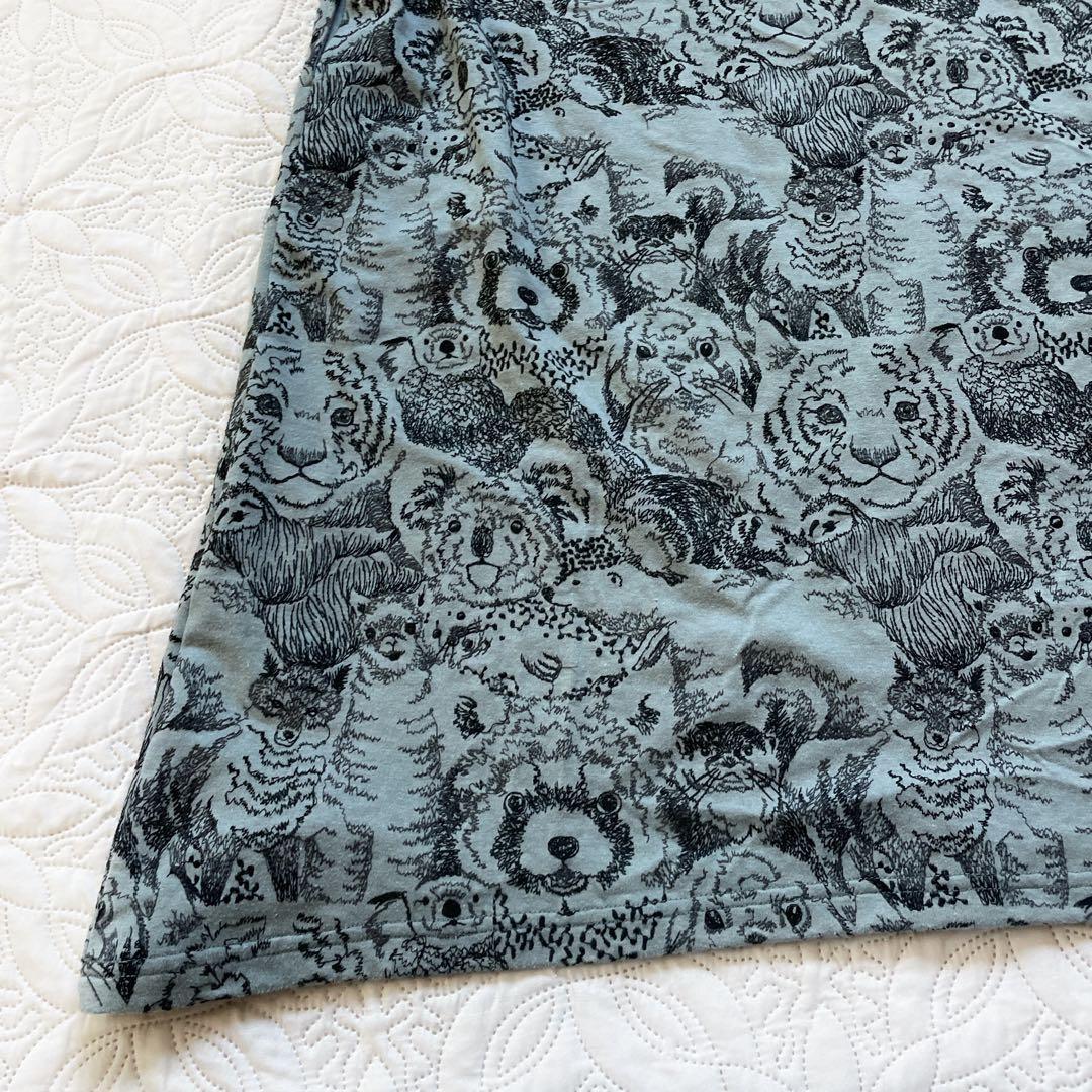 22AW マーブルシュッド　アニマル　総柄　ワンピース　グレー　刺繍　長袖　綿