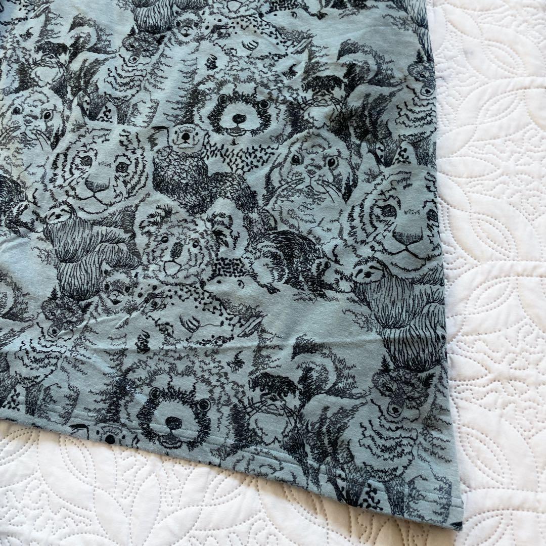 22AW マーブルシュッド　アニマル　総柄　ワンピース　グレー　刺繍　長袖　綿