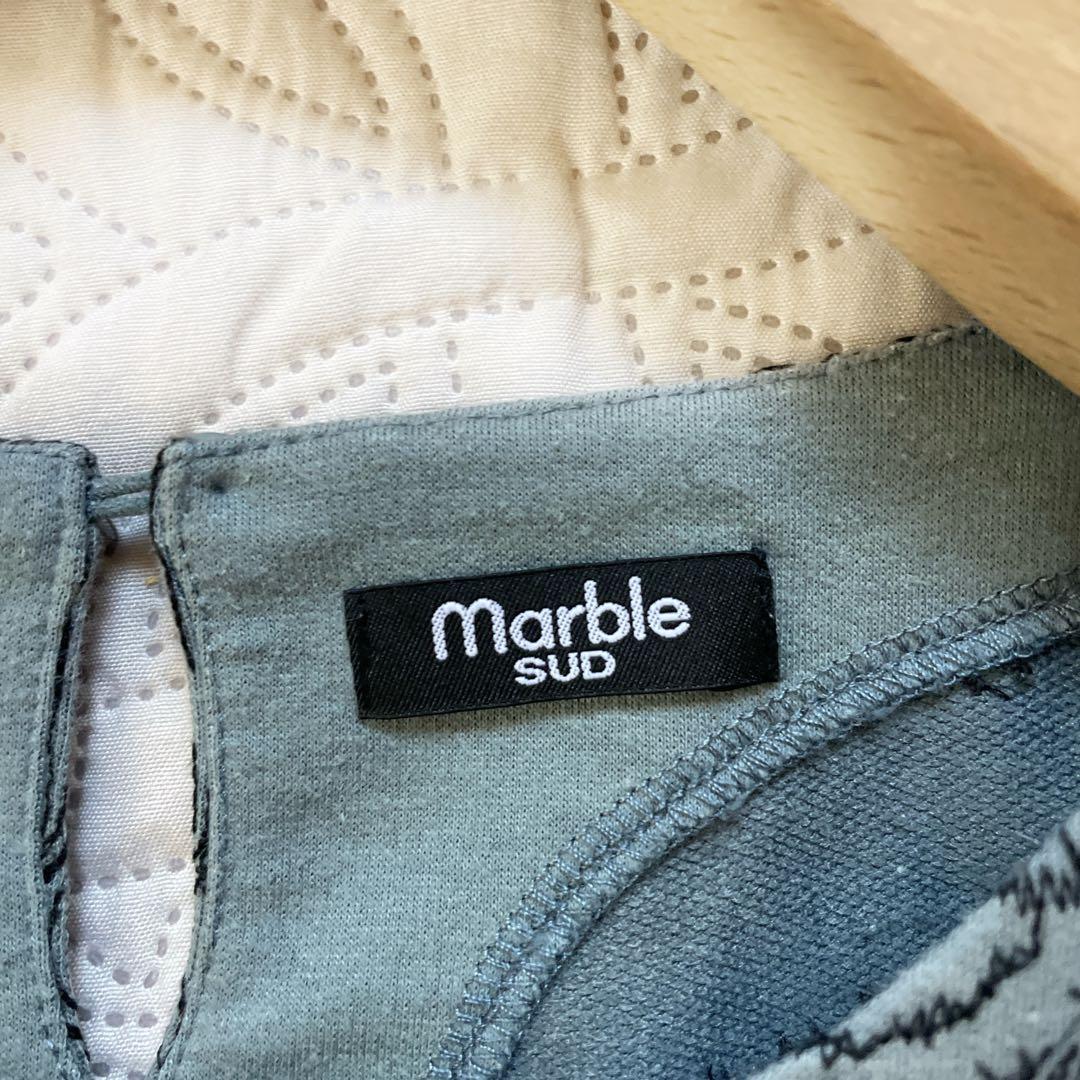 22AW マーブルシュッド　アニマル　総柄　ワンピース　グレー　刺繍　長袖　綿