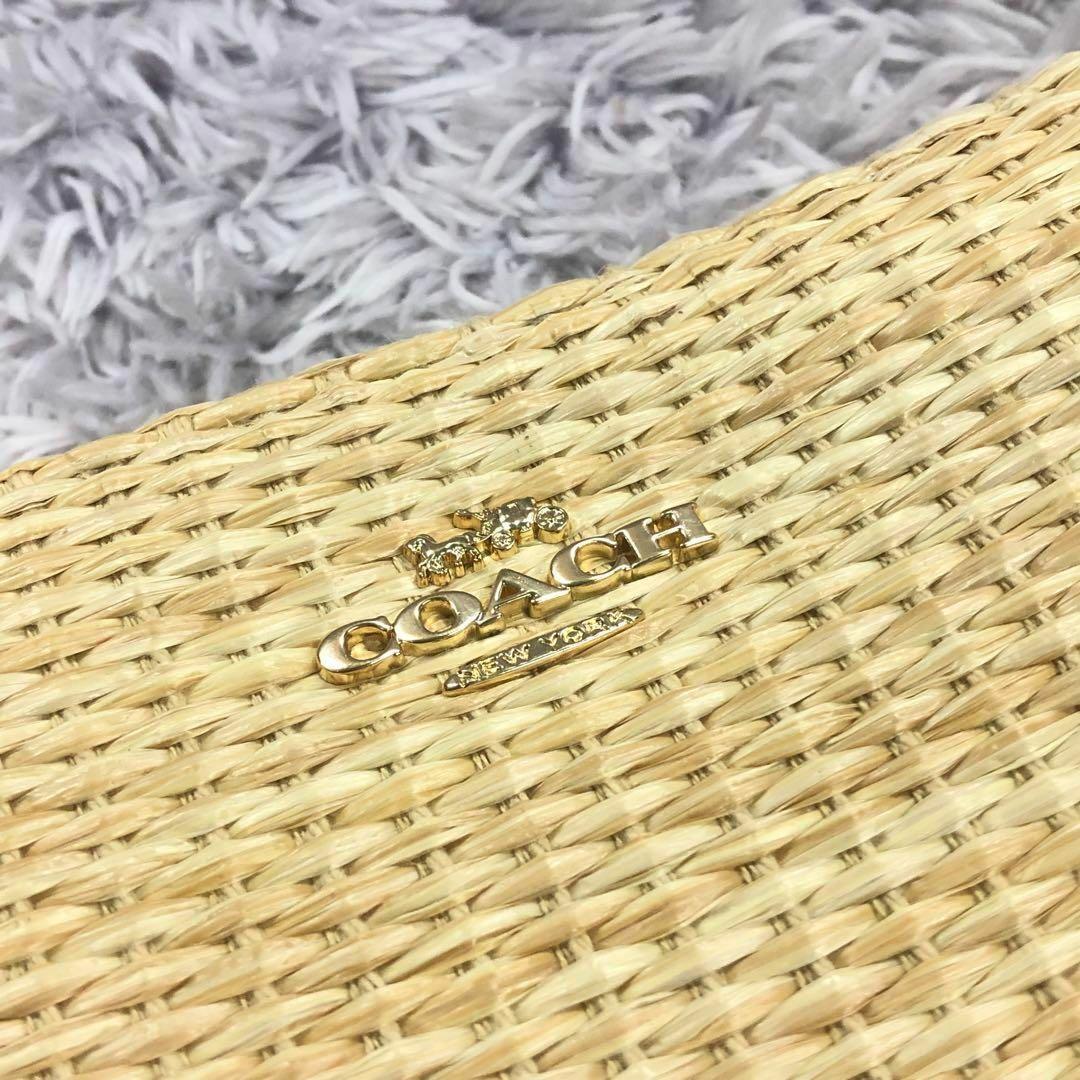 yuri様⭐直輸入⭐COACH⭐クラッチハンドバッグ ストロー ベージュ スマホ