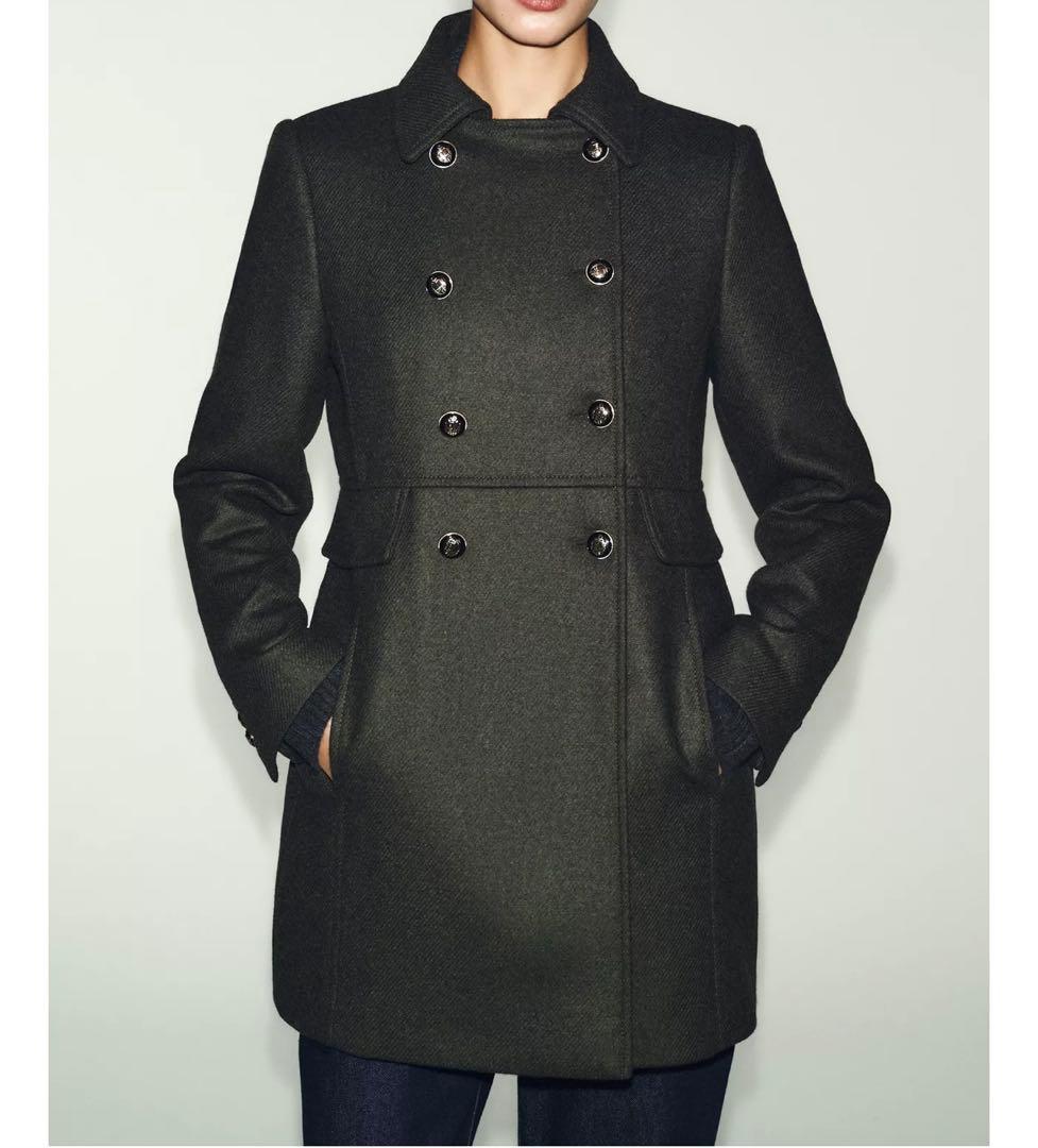 ZARA ウールダブルブレストコート 新品 XS カーキ