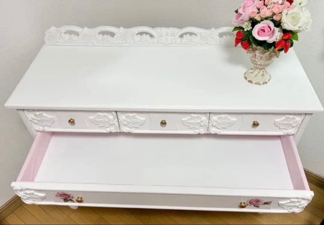 猫脚 チェスト ロマンティック 薔薇 姫家具 ロココ調 ロリィタ