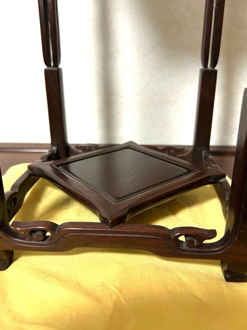 紫檀　揚子卓　大仙作　共箱　共布有　美品