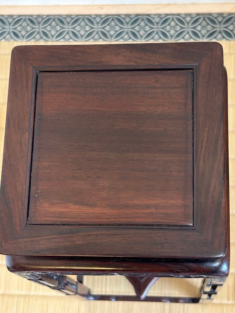 紫檀　揚子卓　大仙作　共箱　共布有　美品