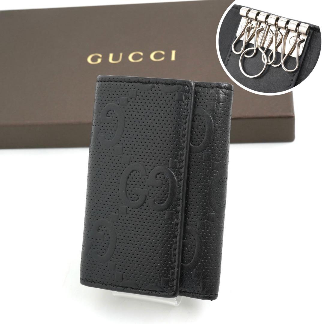 ✨未使用に近い✨　GUCCI キーケース　キーリング　GGライン 6連　黒色