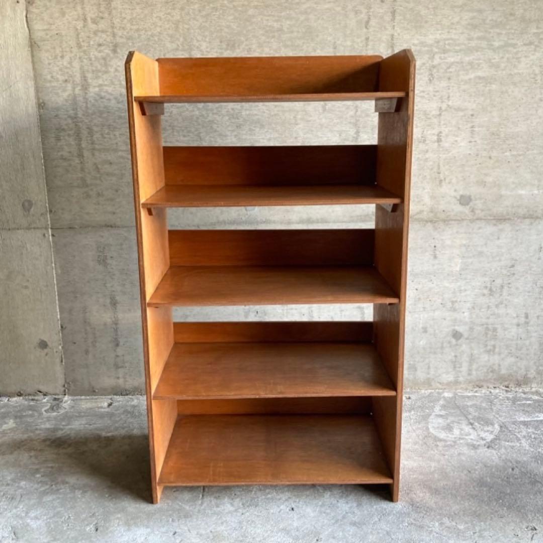 オープンシェルフ ラック 本棚 飾り台 置物台 5段 木製 家具 昭和 レトロ