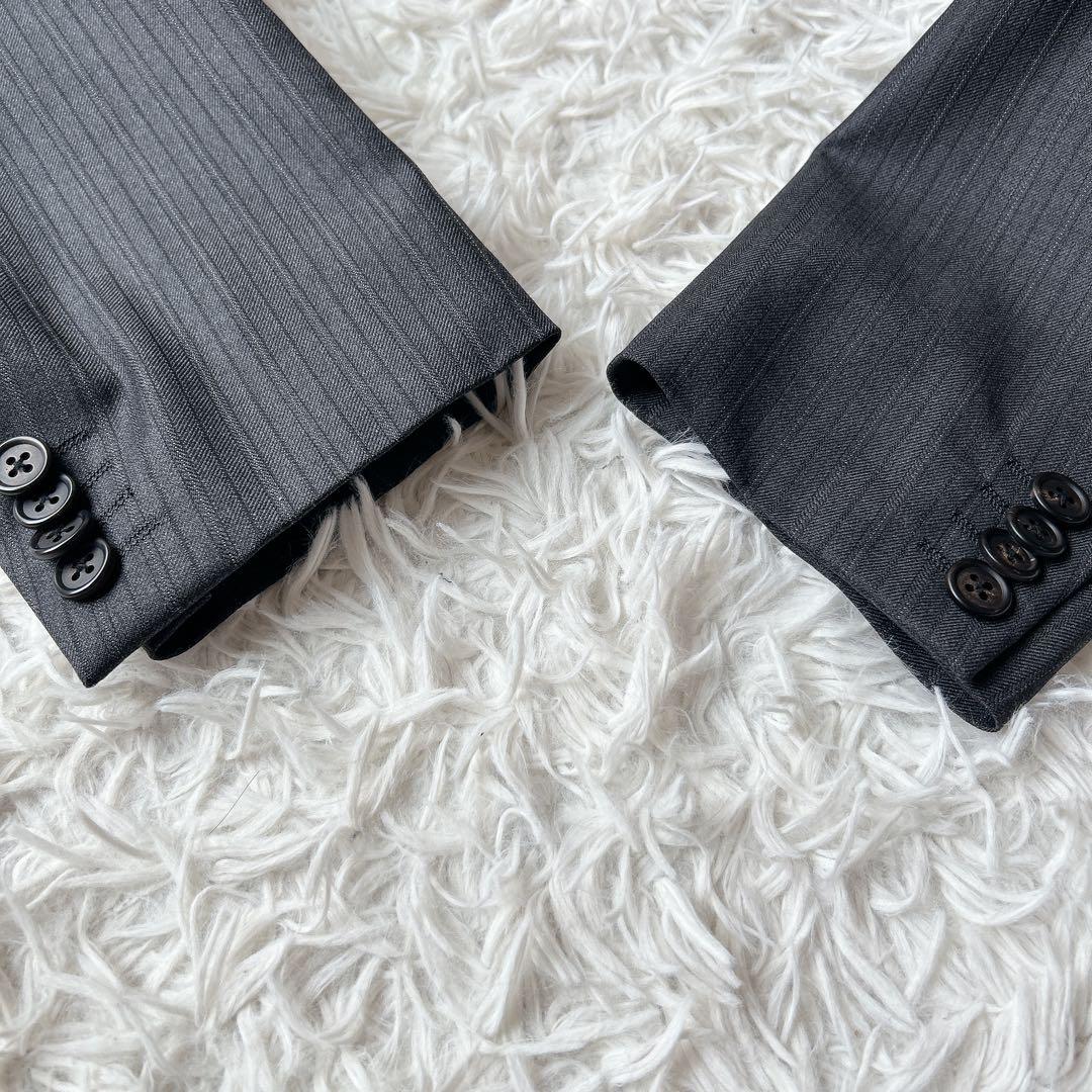 美品 ポールスミス ロロピアーナ スーツ セットアップ ストライプ 光沢 高級