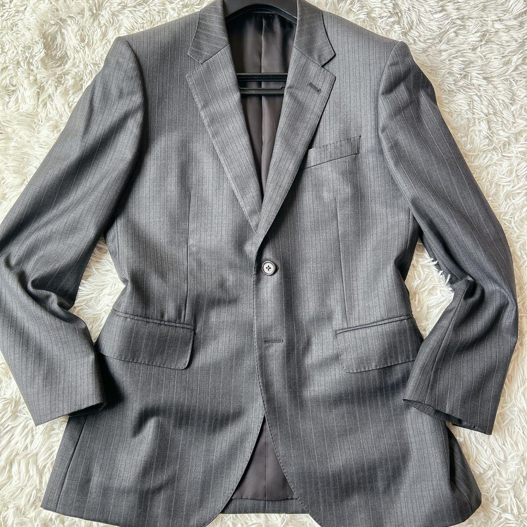 美品 ポールスミス ロロピアーナ スーツ セットアップ ストライプ 光沢 高級