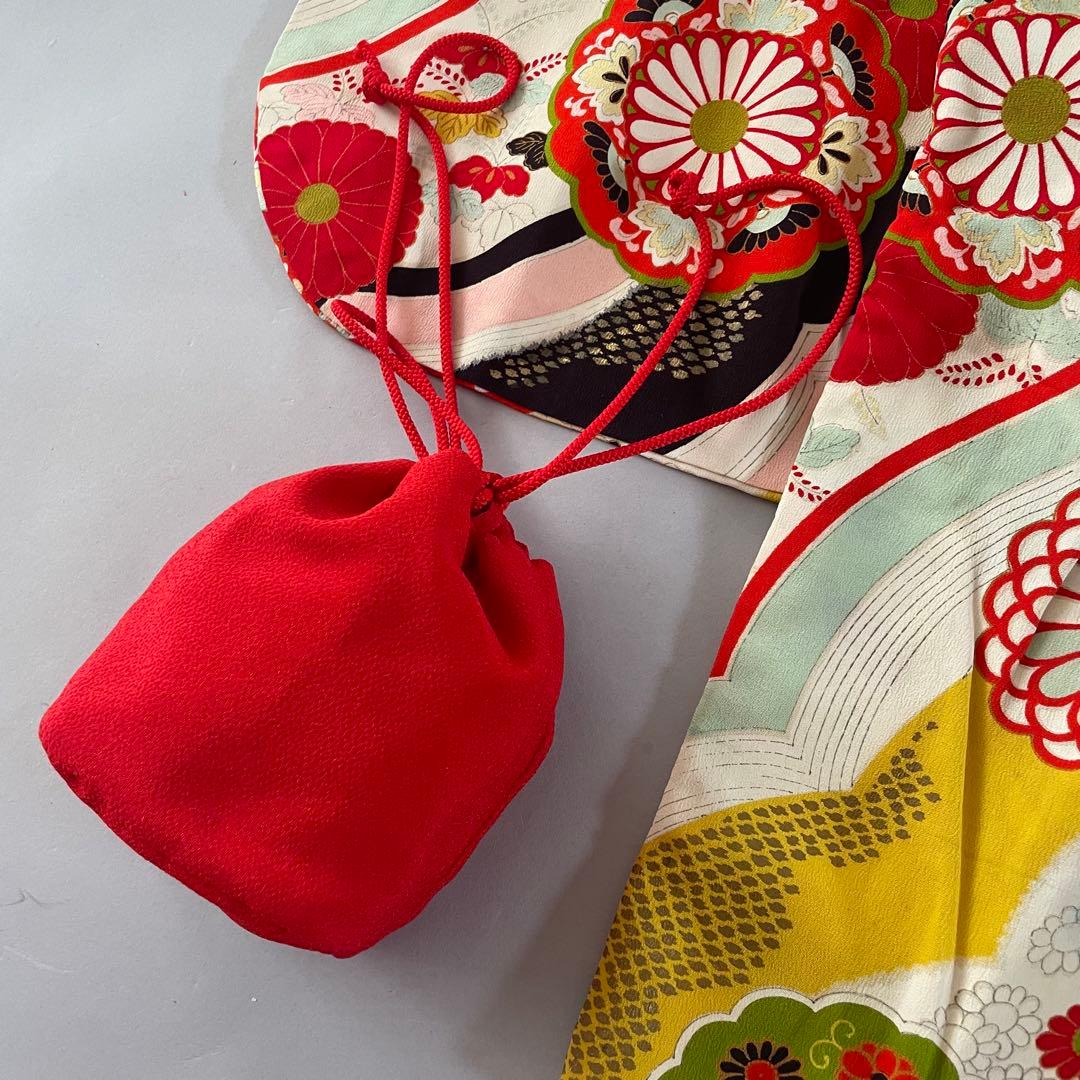 七五三　5歳　アンティークお着物セット　髪飾り付き