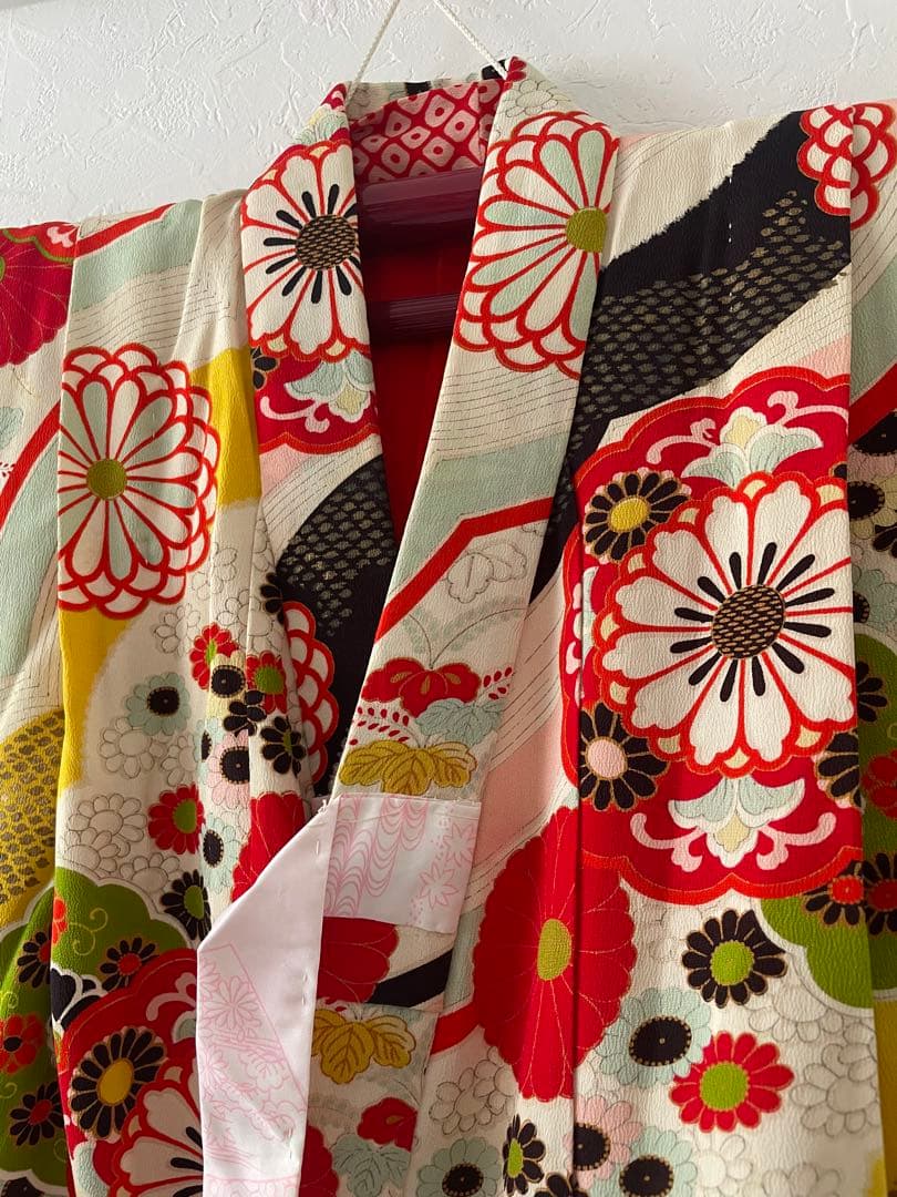 七五三　5歳　アンティークお着物セット　髪飾り付き