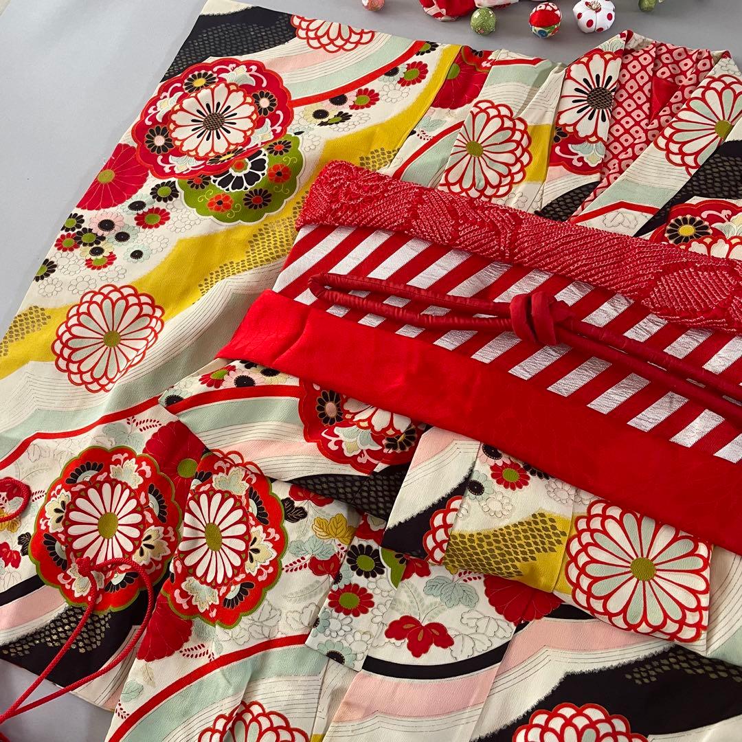 七五三　5歳　アンティークお着物セット　髪飾り付き