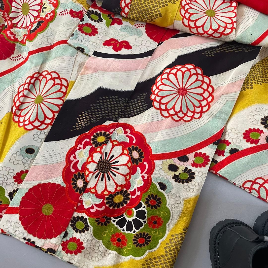 七五三　5歳　アンティークお着物セット　髪飾り付き