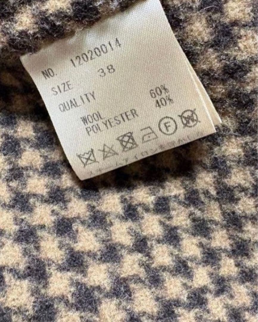 ウール　オーバーチェックコート　todayful ブラウン　38 ロングコート