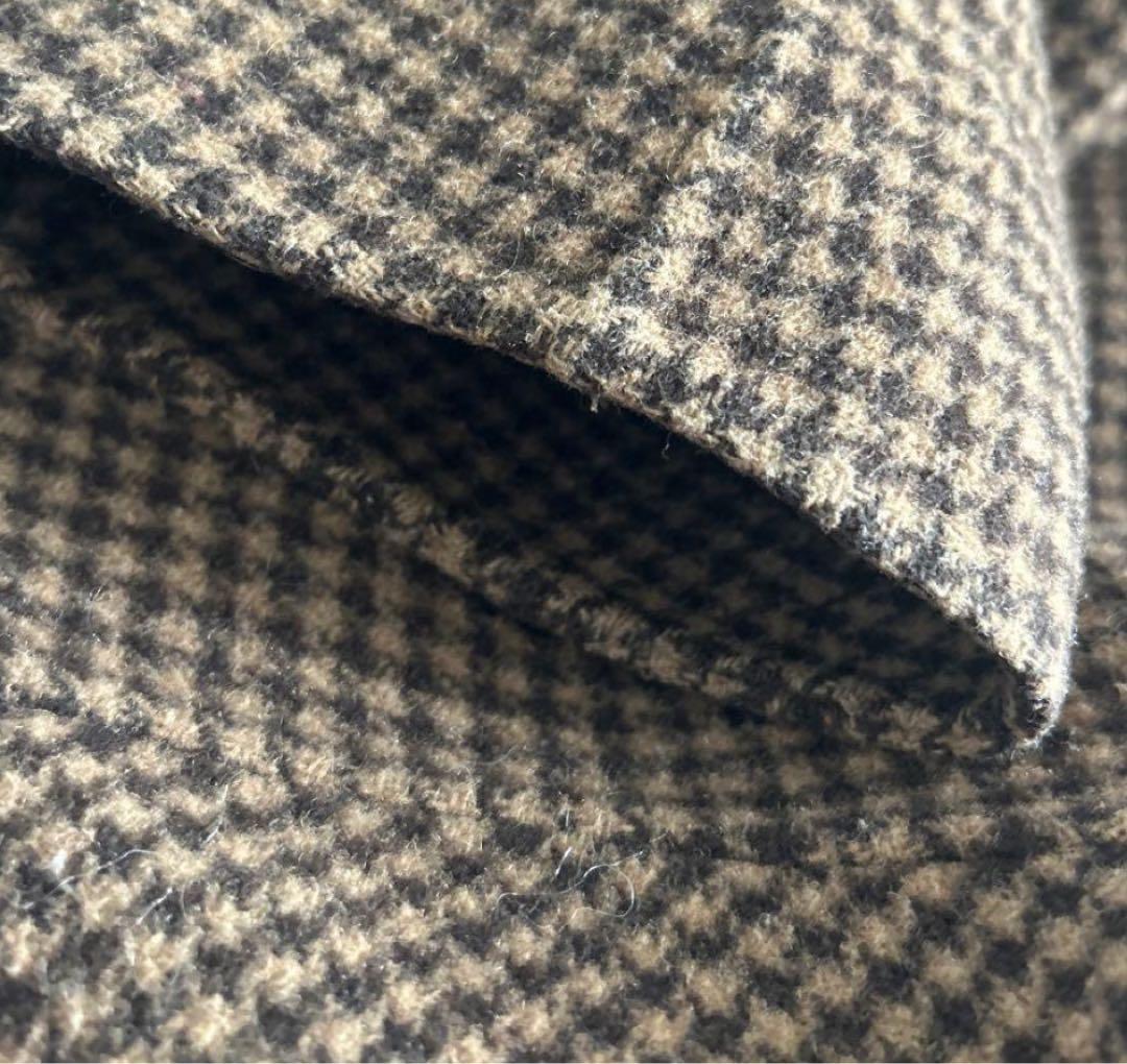 ウール　オーバーチェックコート　todayful ブラウン　38 ロングコート