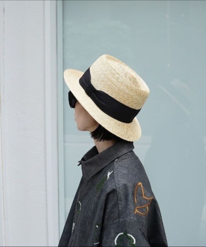 Nine Tailor グログランリボン ストローハット “Lanta Hat\"