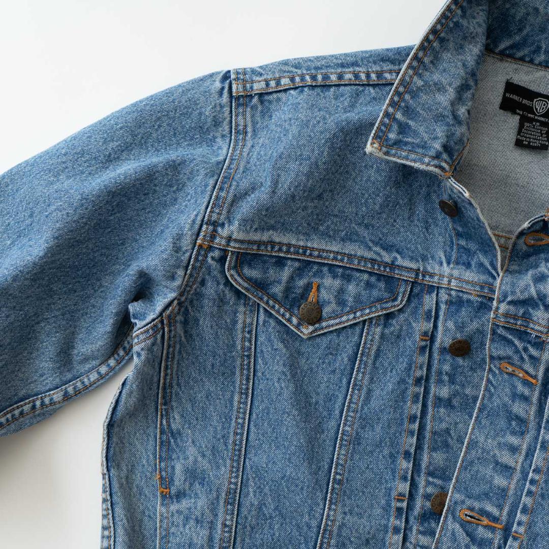 90s ルーニーチューンズ 刺繍デニムジャケット メンズ M相当