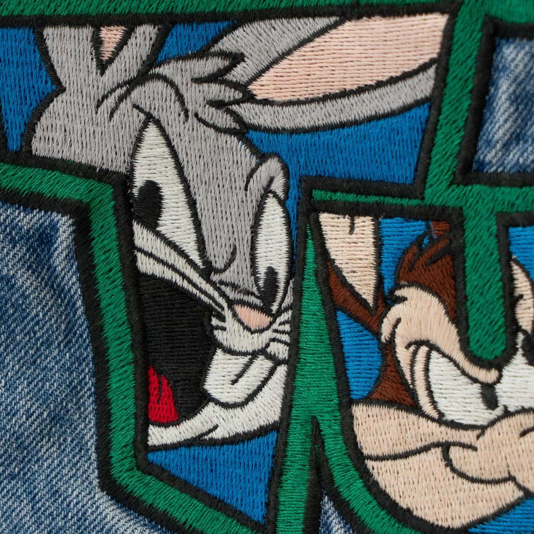 90s ルーニーチューンズ 刺繍デニムジャケット メンズ M相当