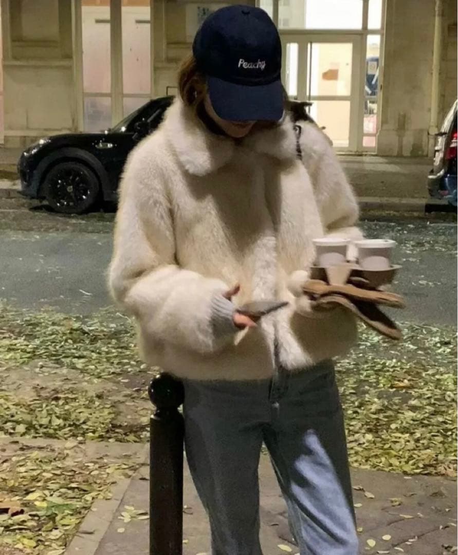 ounceアイボリー ファーコート ショート丈