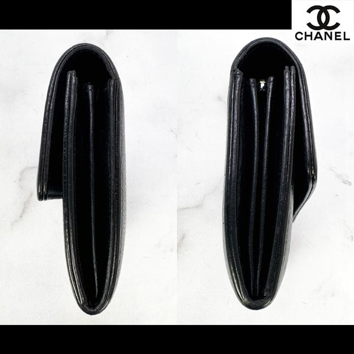 569　超美品　CHANEL　シャネル　デカココ　キャビアスキン　フラップ長財布