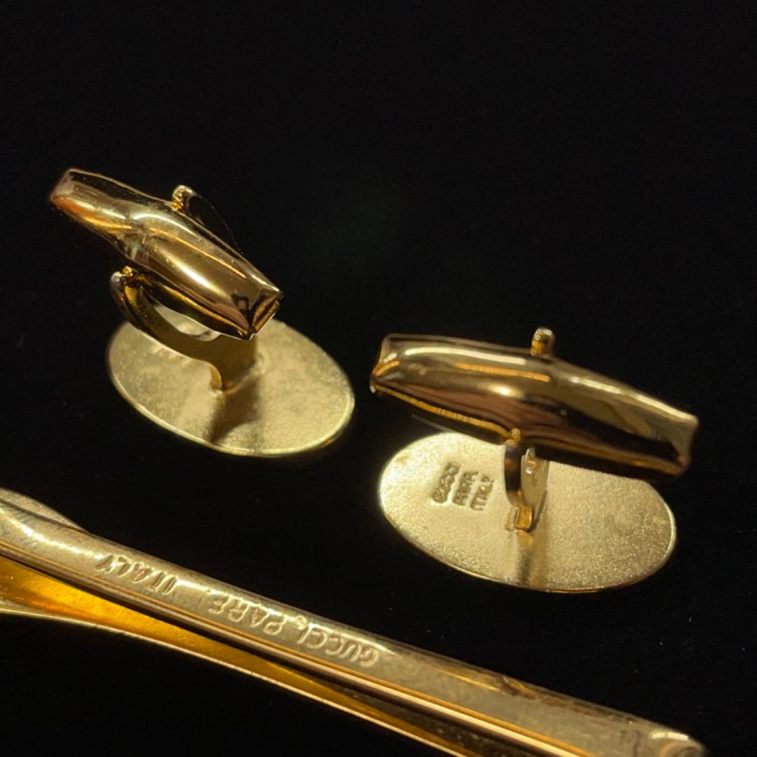 2916 グッチ ヴィンテージ ネクタイピン カフス GG ゴールド