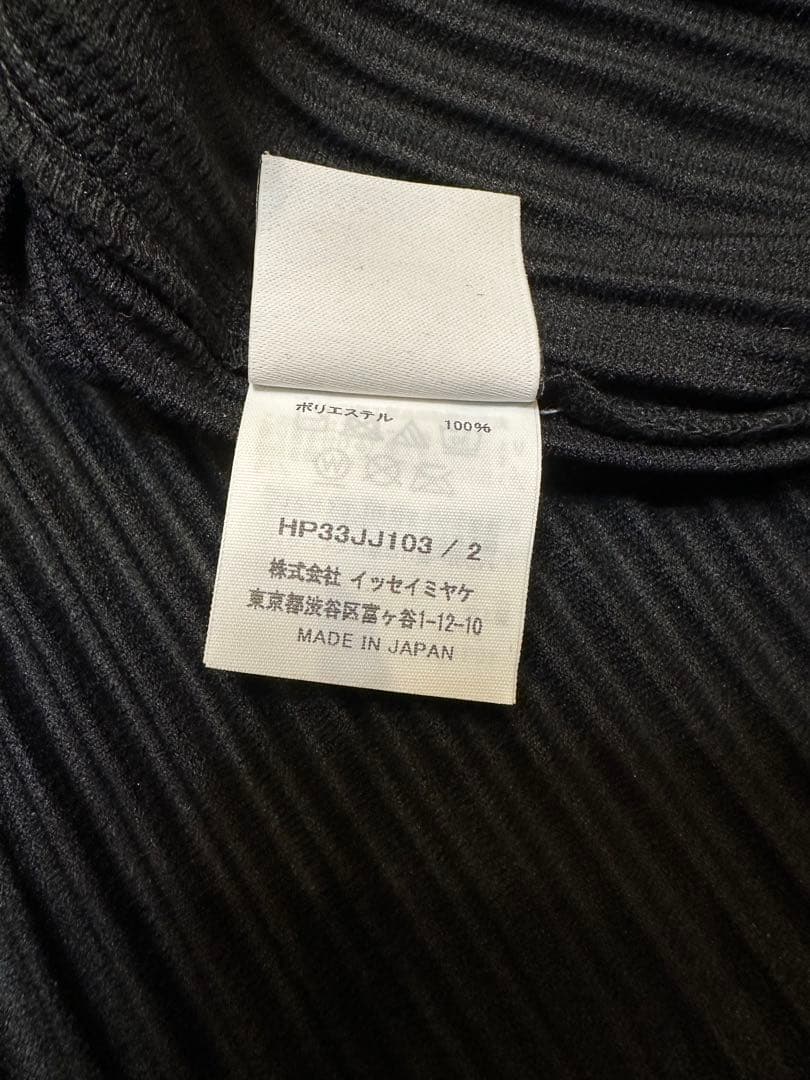プリーツ半袖シャツ　ボタン　サイズ2 黒 オムプリッセイッセイミヤケ