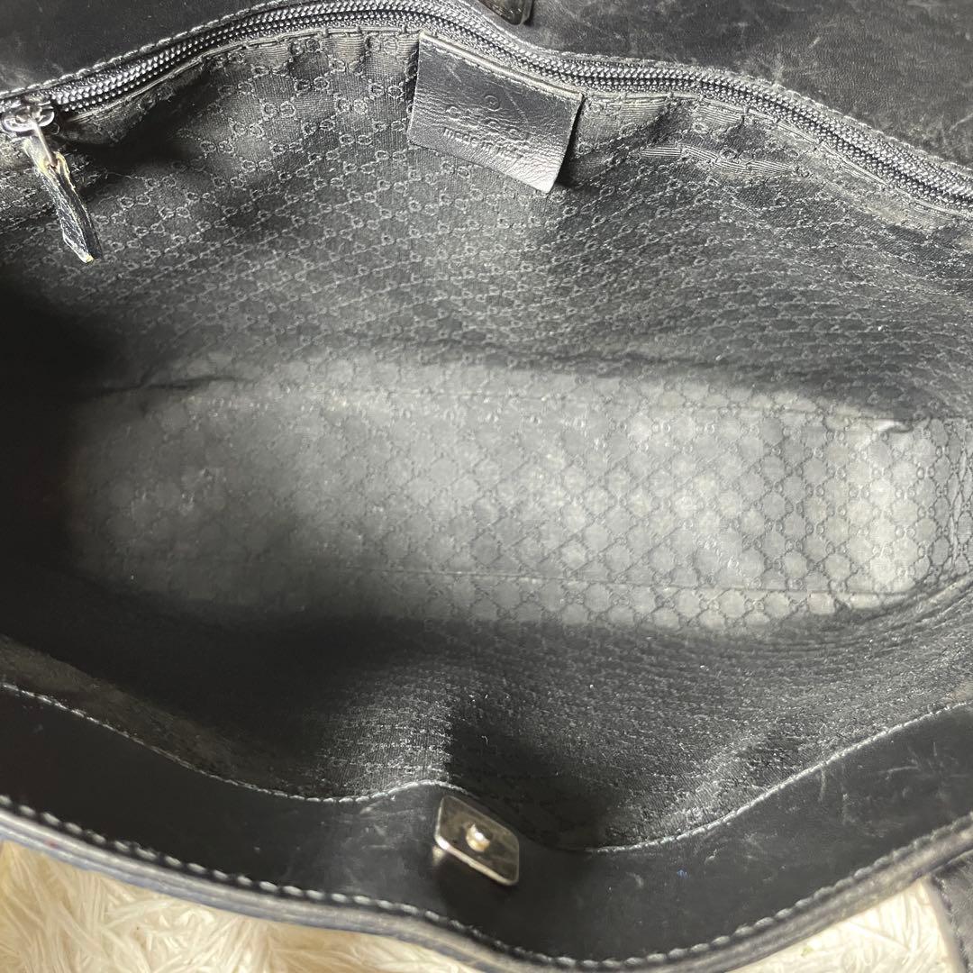 【良品】GUCCI グッチ　トートバッグ　レザー　ブラック　黒　シェリーライン