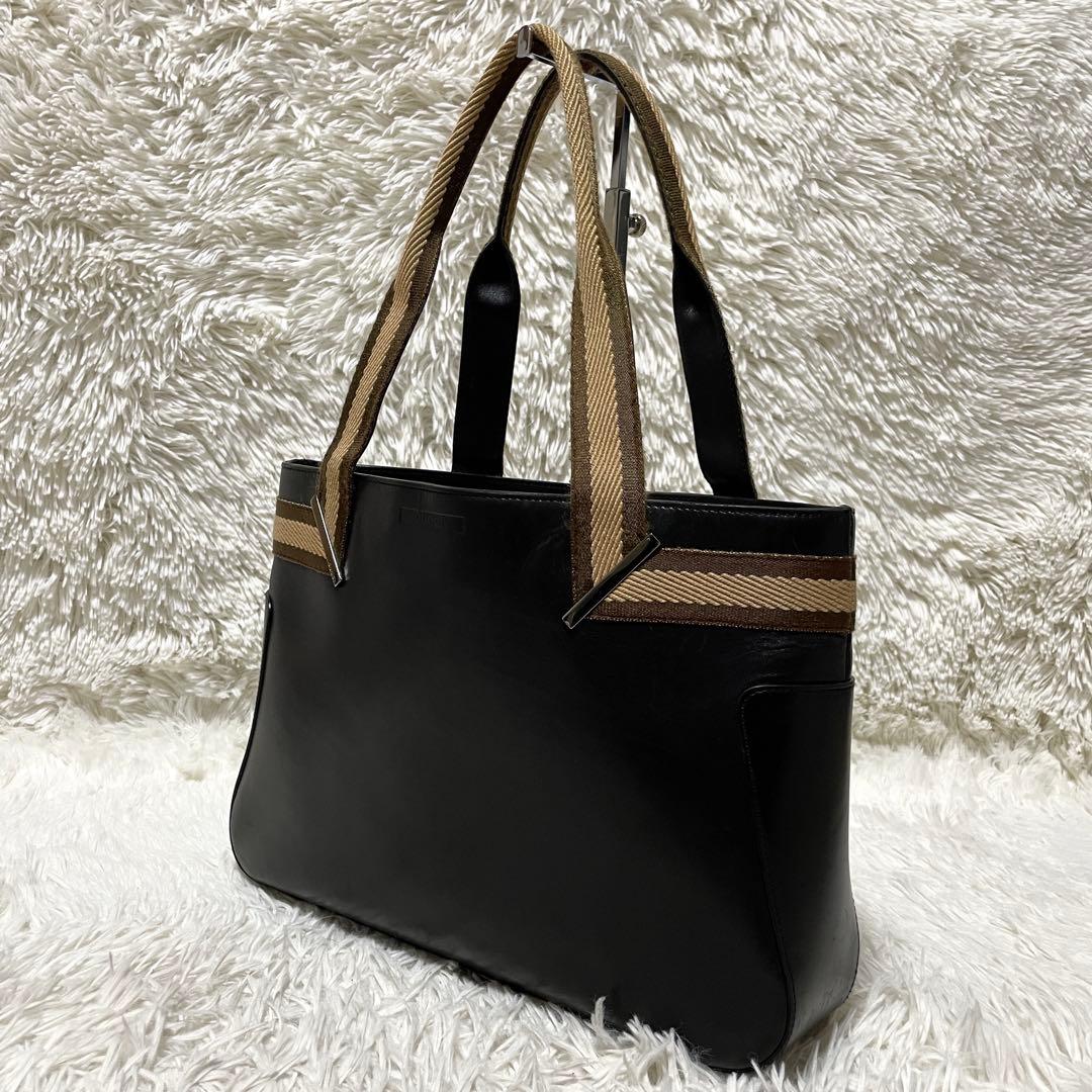 【良品】GUCCI グッチ　トートバッグ　レザー　ブラック　黒　シェリーライン