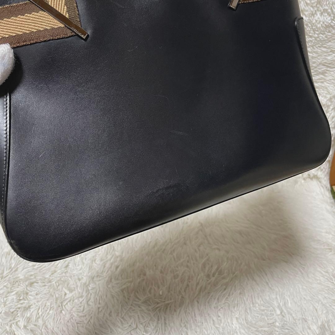 【良品】GUCCI グッチ　トートバッグ　レザー　ブラック　黒　シェリーライン