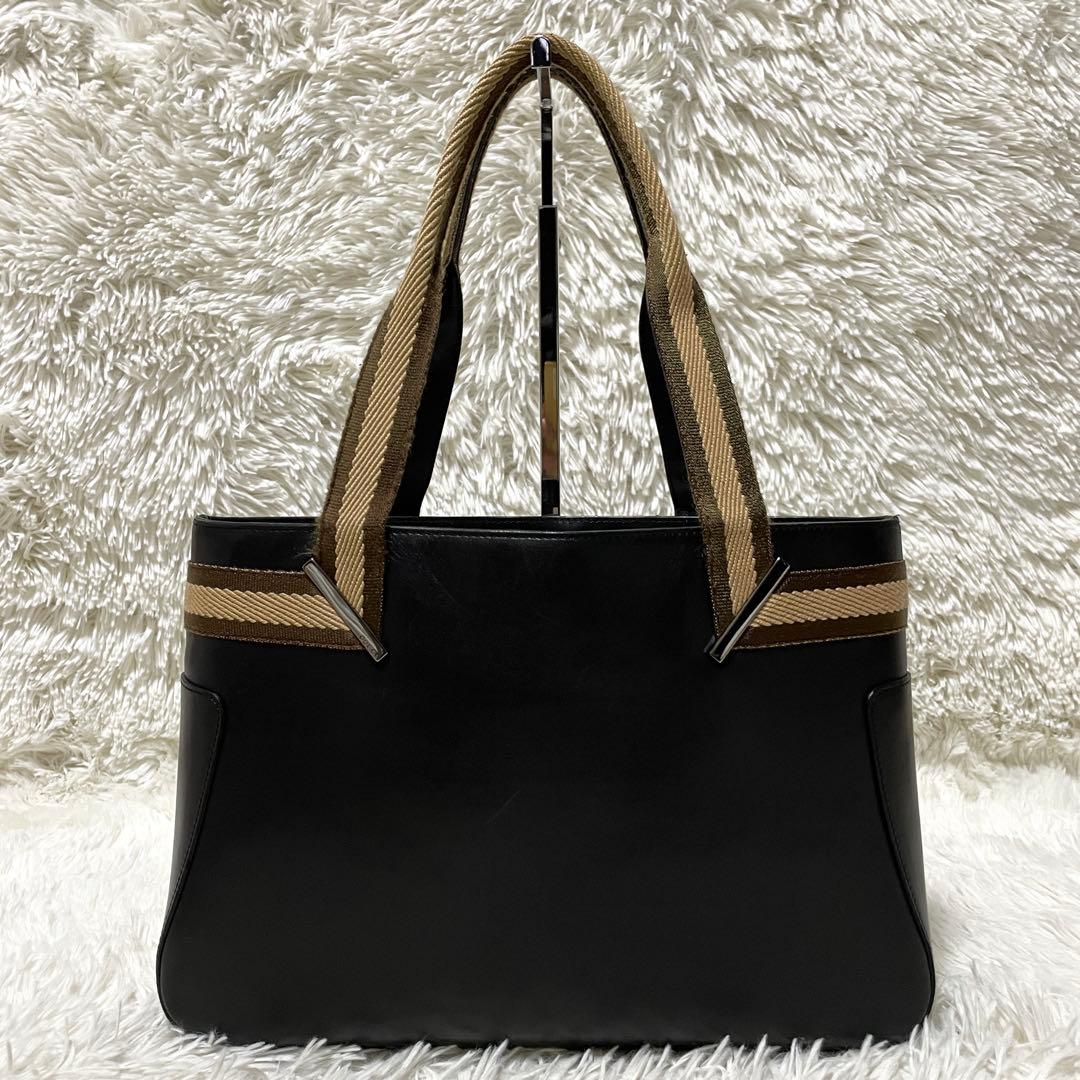 【良品】GUCCI グッチ　トートバッグ　レザー　ブラック　黒　シェリーライン
