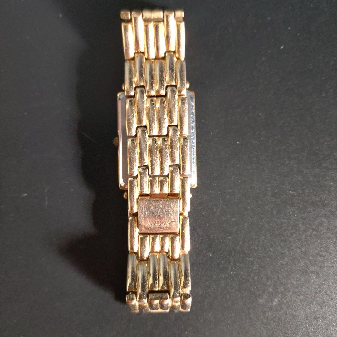 ゴールド クォーツ腕時計 長方形ケース