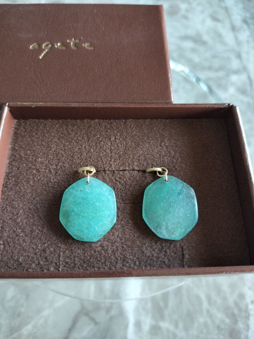 agete アガット ピアスチャーム アベンチュリンクォーツ K10