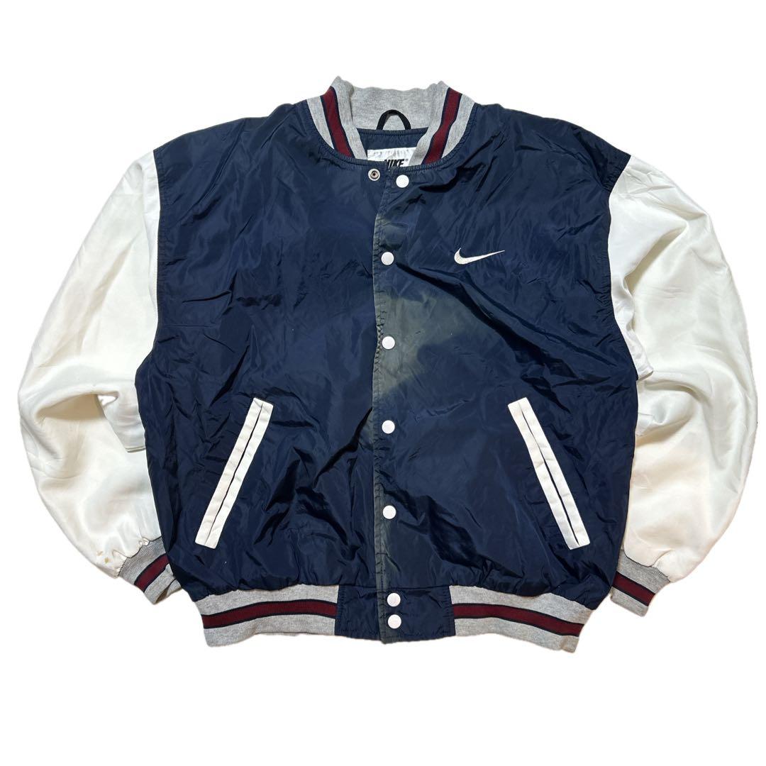 90s NIKE ナイキ　ナイロンスタジャン　ナイロンジャケット ネイビー M