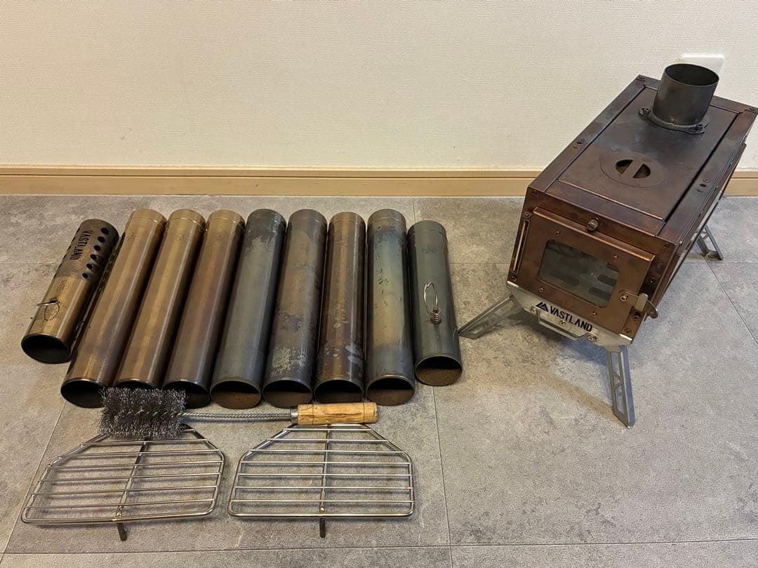 VASTLAND ステンレス薪ストーブ　延長煙突付き