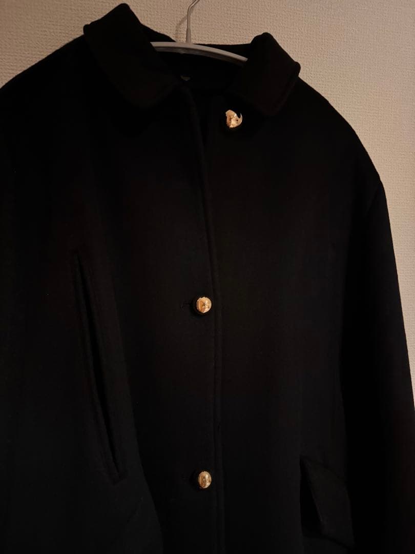 匿名配送 ウールゴールドボタン2WAYケープコート ポンチョ Freeサイズ 黒
