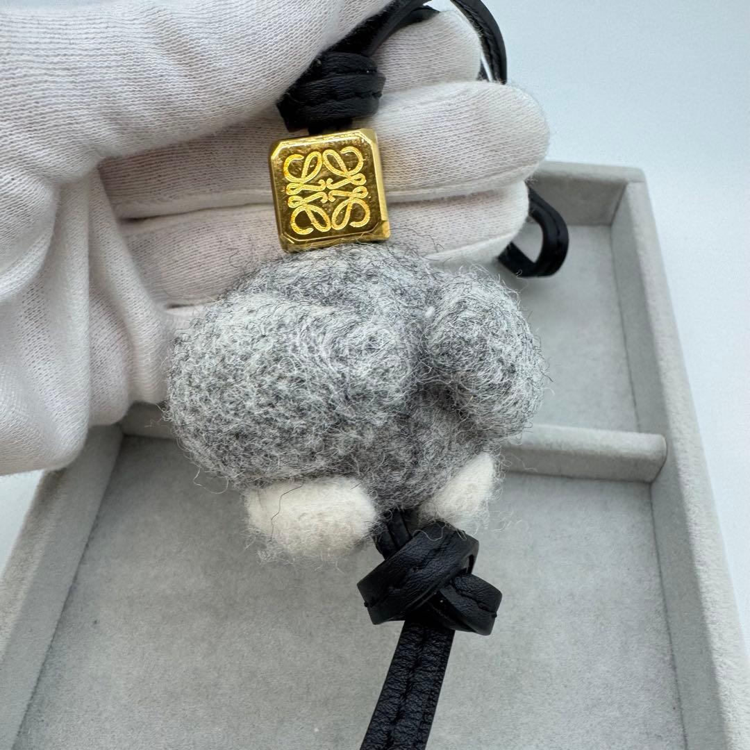 【箱付き】LOEWE バッグチャーム　フクロウ　フェルト　レザー