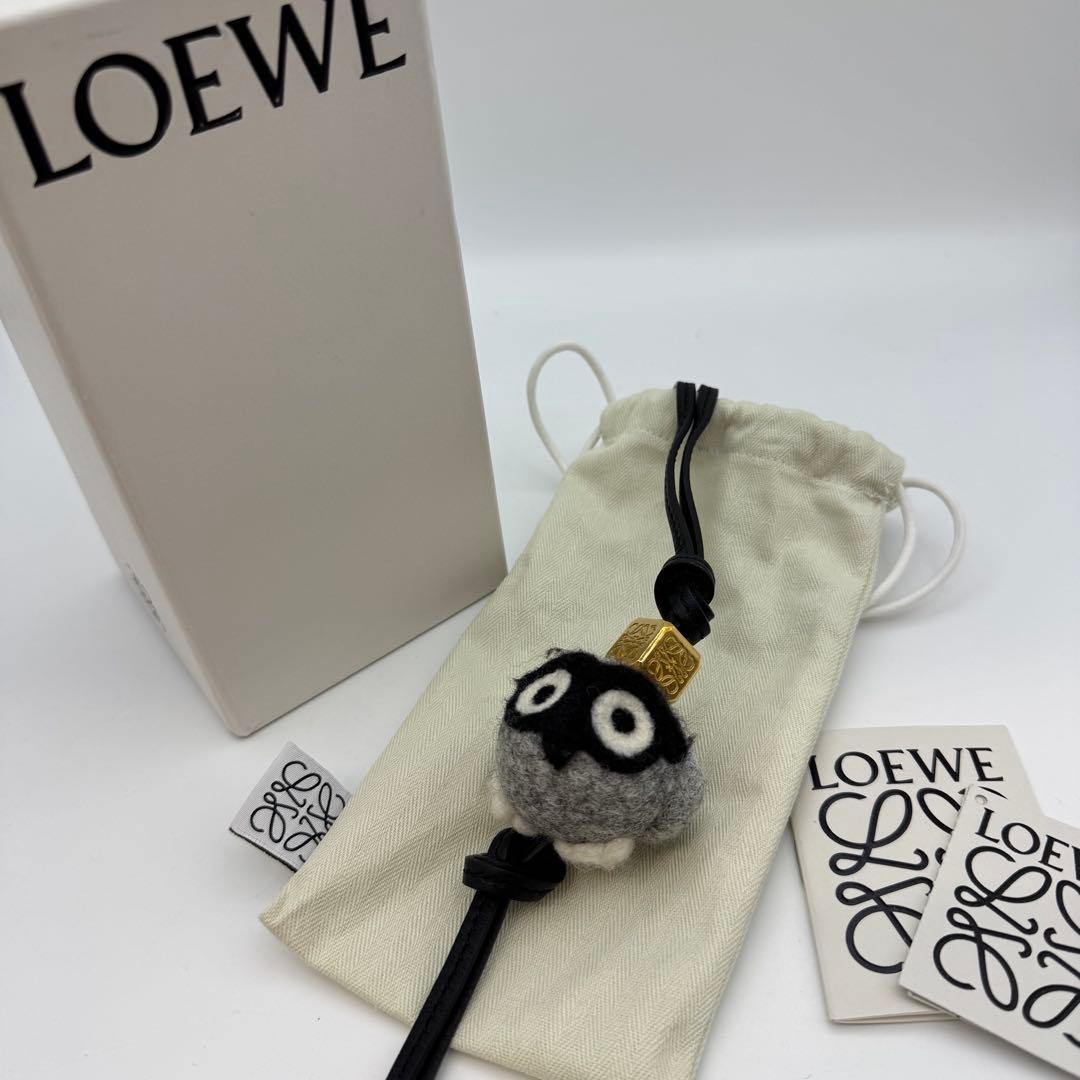 【箱付き】LOEWE バッグチャーム　フクロウ　フェルト　レザー