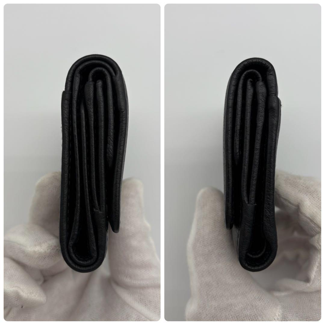 極美品✨プラダ 1MH043 ソフトレザー 三つ折り財布 黒 RFID ICタグ