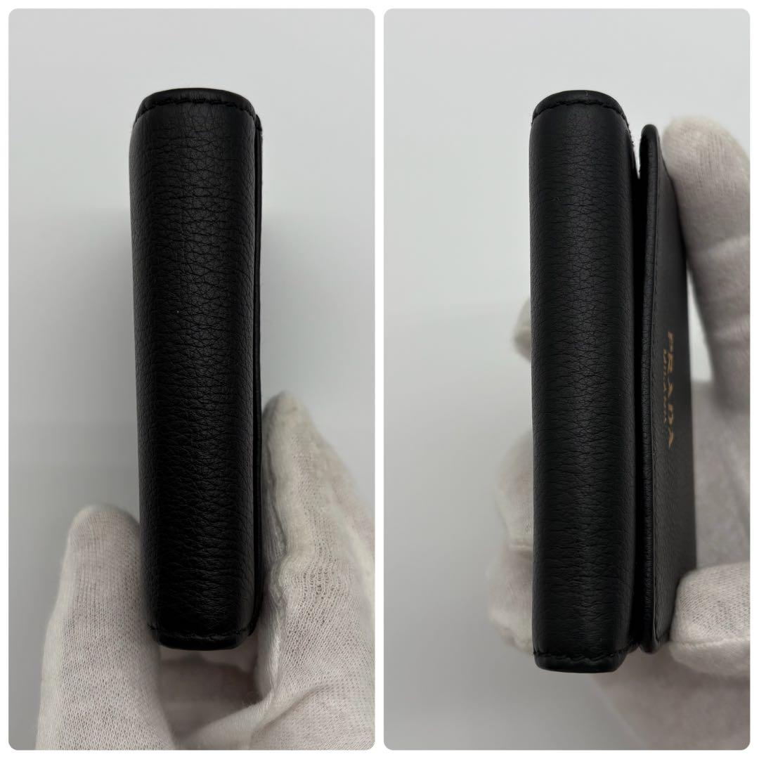 極美品✨プラダ 1MH043 ソフトレザー 三つ折り財布 黒 RFID ICタグ