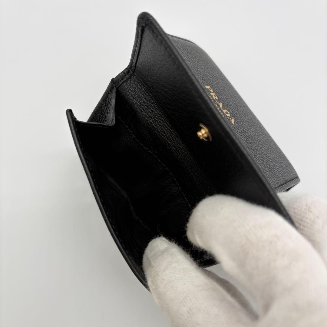 極美品✨プラダ 1MH043 ソフトレザー 三つ折り財布 黒 RFID ICタグ