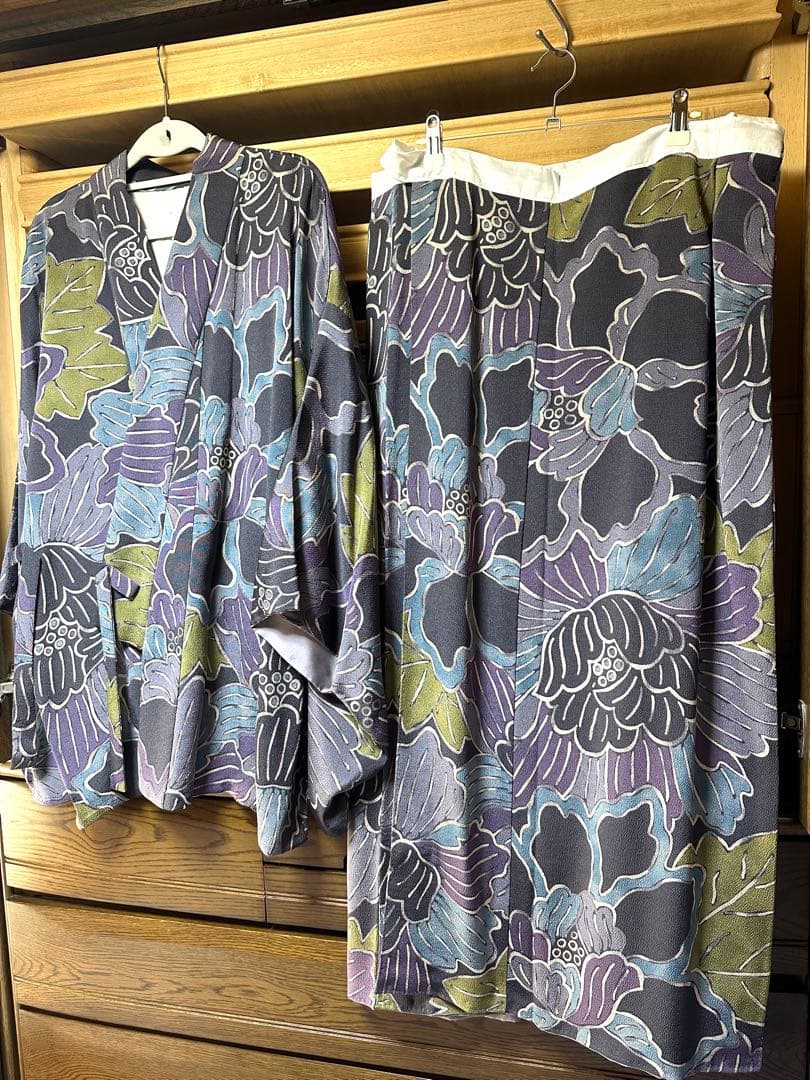 正絹 二部式着物 花柄 セパレート