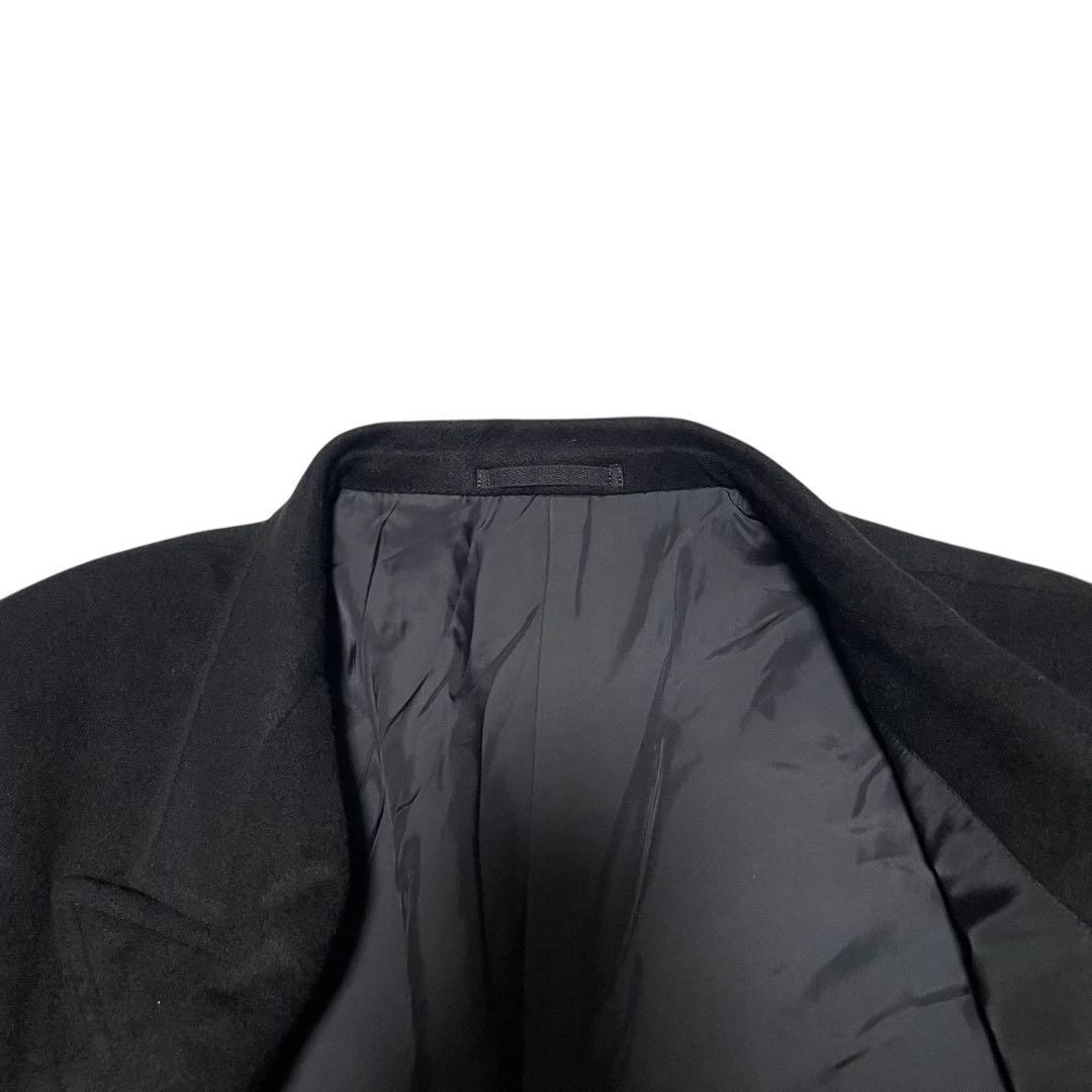 【カシミヤ100%×大きいサイズ】マキシ丈ダブルチェスターコート ブラック 3L