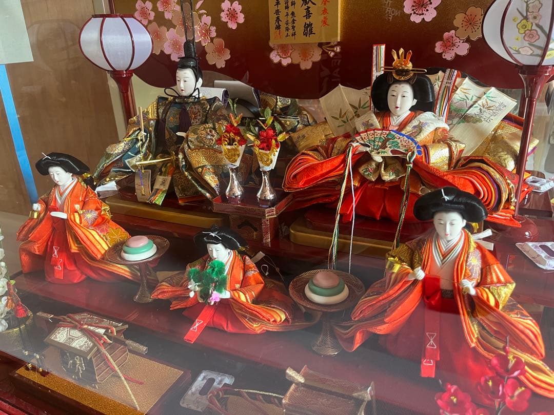 ひな人形セット　歓喜雛　本金衣装　平安春峰　高級ガラスケース付き