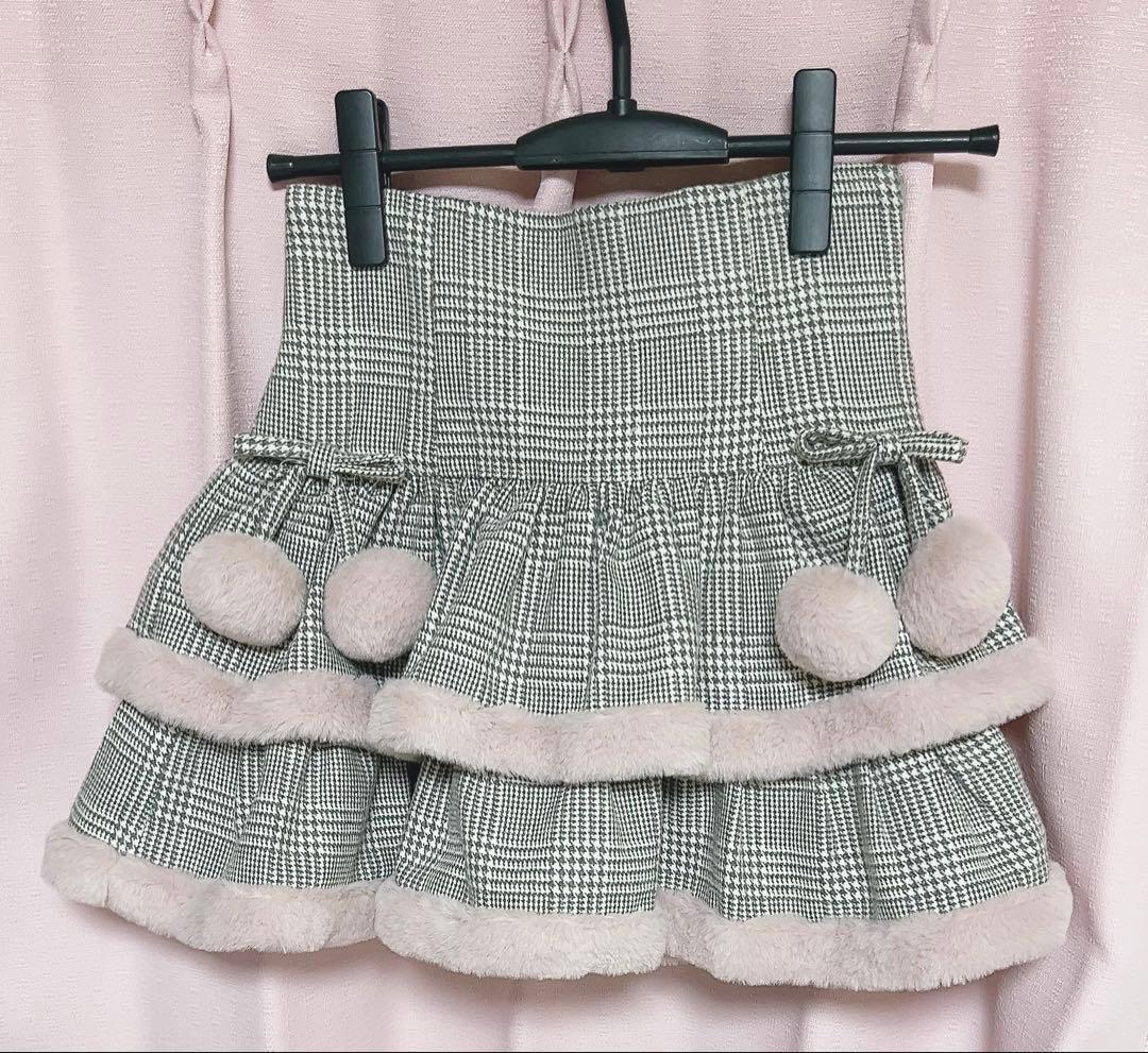 pium ファー付きティアードミニスカート ピウム