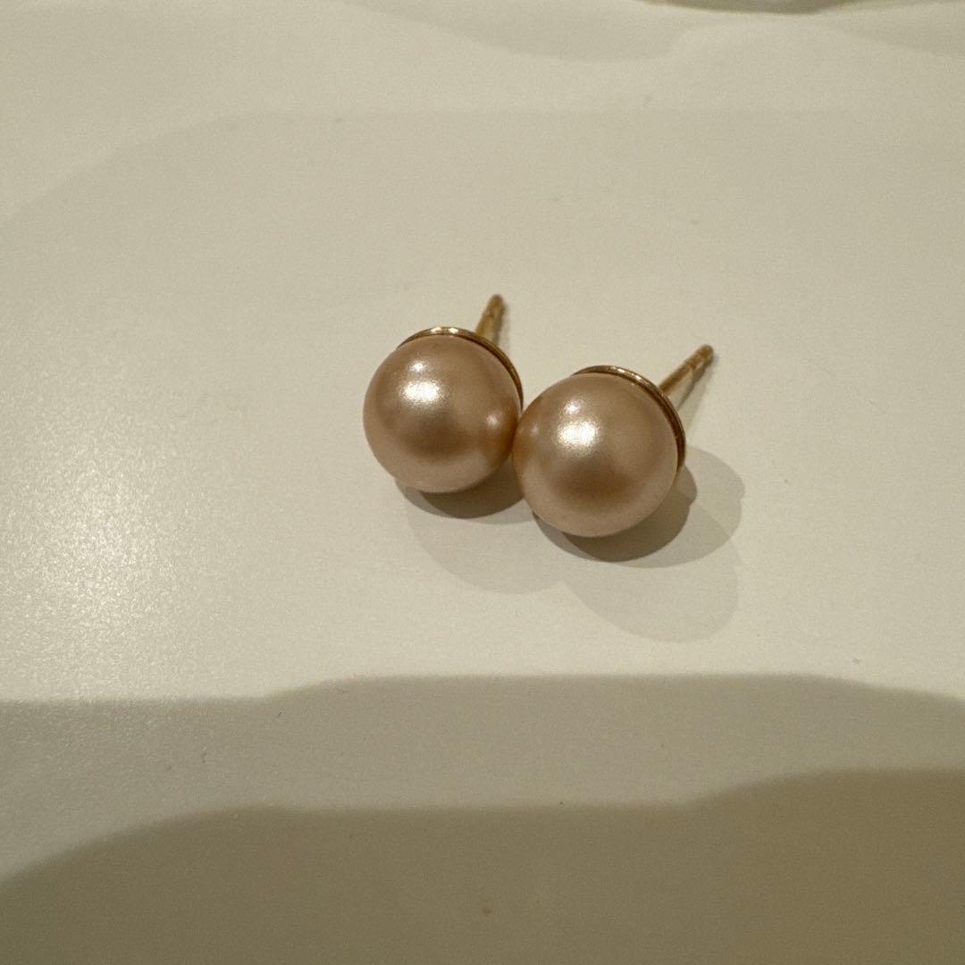 Dior パールロゴピアス　ピンクゴールド