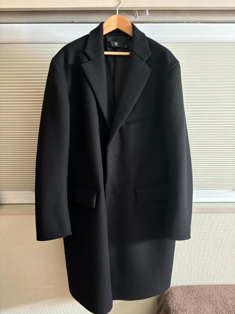 【希少XL】UNIQLO＋J ウールブレンドチェスターコート XLブラック