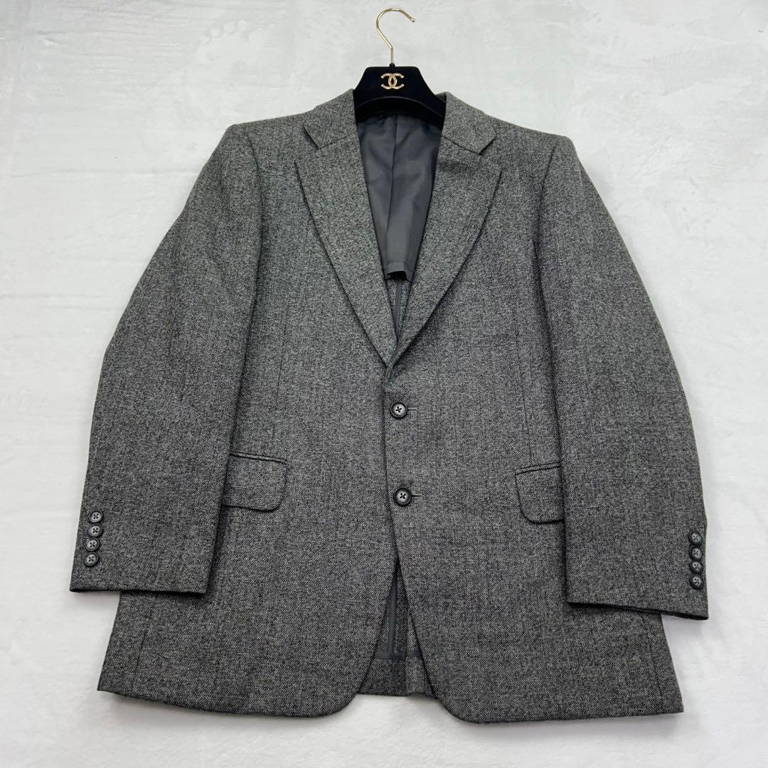 E475 M A5 バーバリー 3ピース ツイード リバーシブル スーツ メンズ